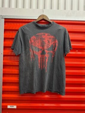 Marvel Comics The Punisher Red Bleeding Skull Tee with Vintage Wash